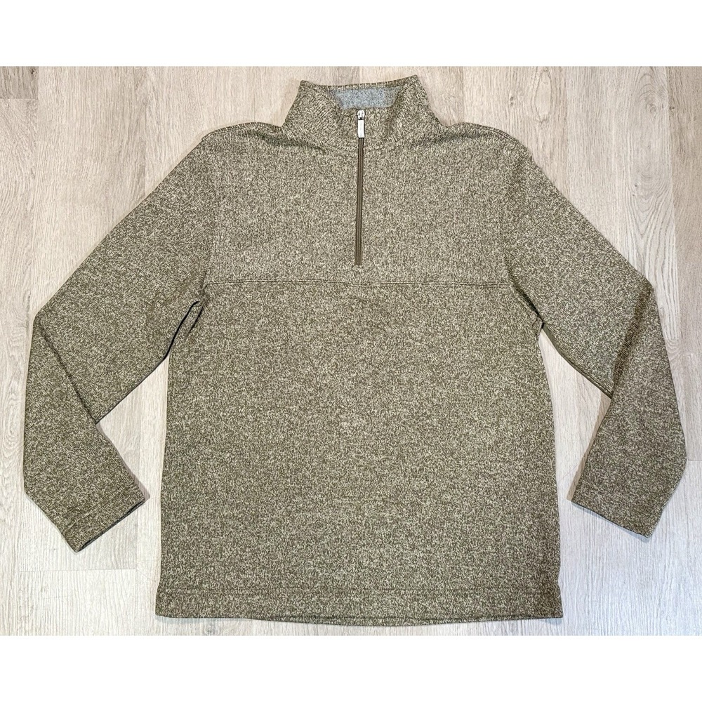 Van Heusen Flex 1/4 Zip Pullover Sweater Mens Size Large Heathered Brown Casual